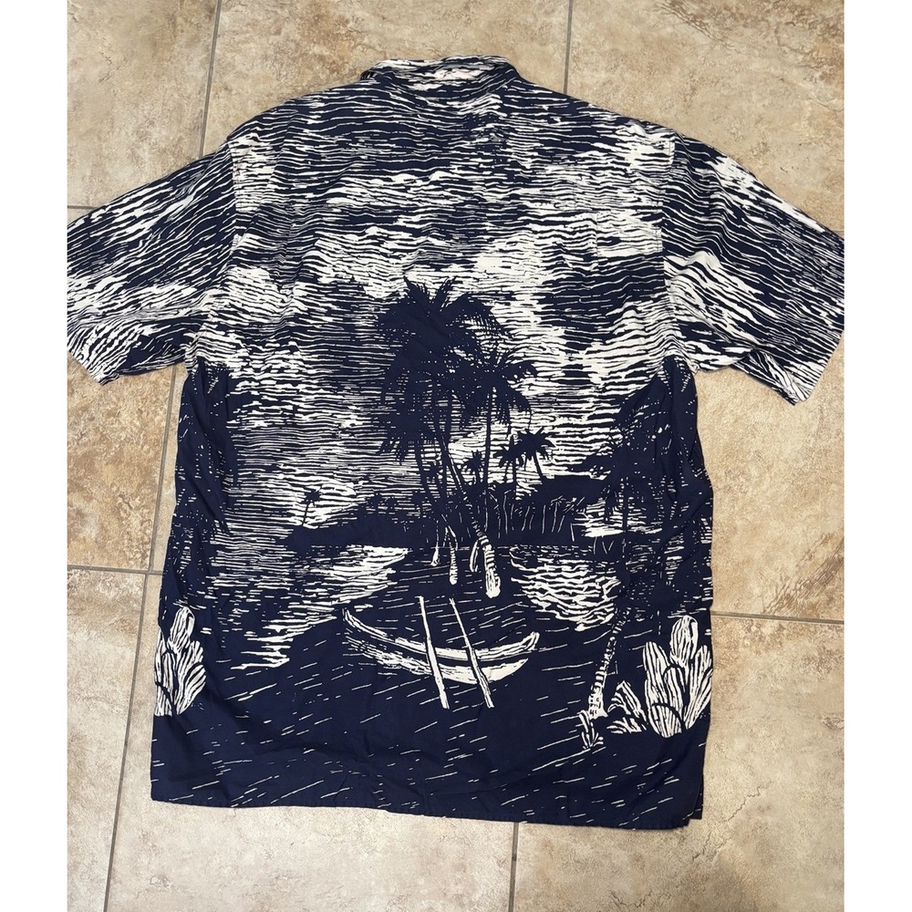 Territory Ahead Hawaiian Shirt Mens 2XL Tall Tropical Palm Canoe Aloha Cotton - Picture 2 of 6
